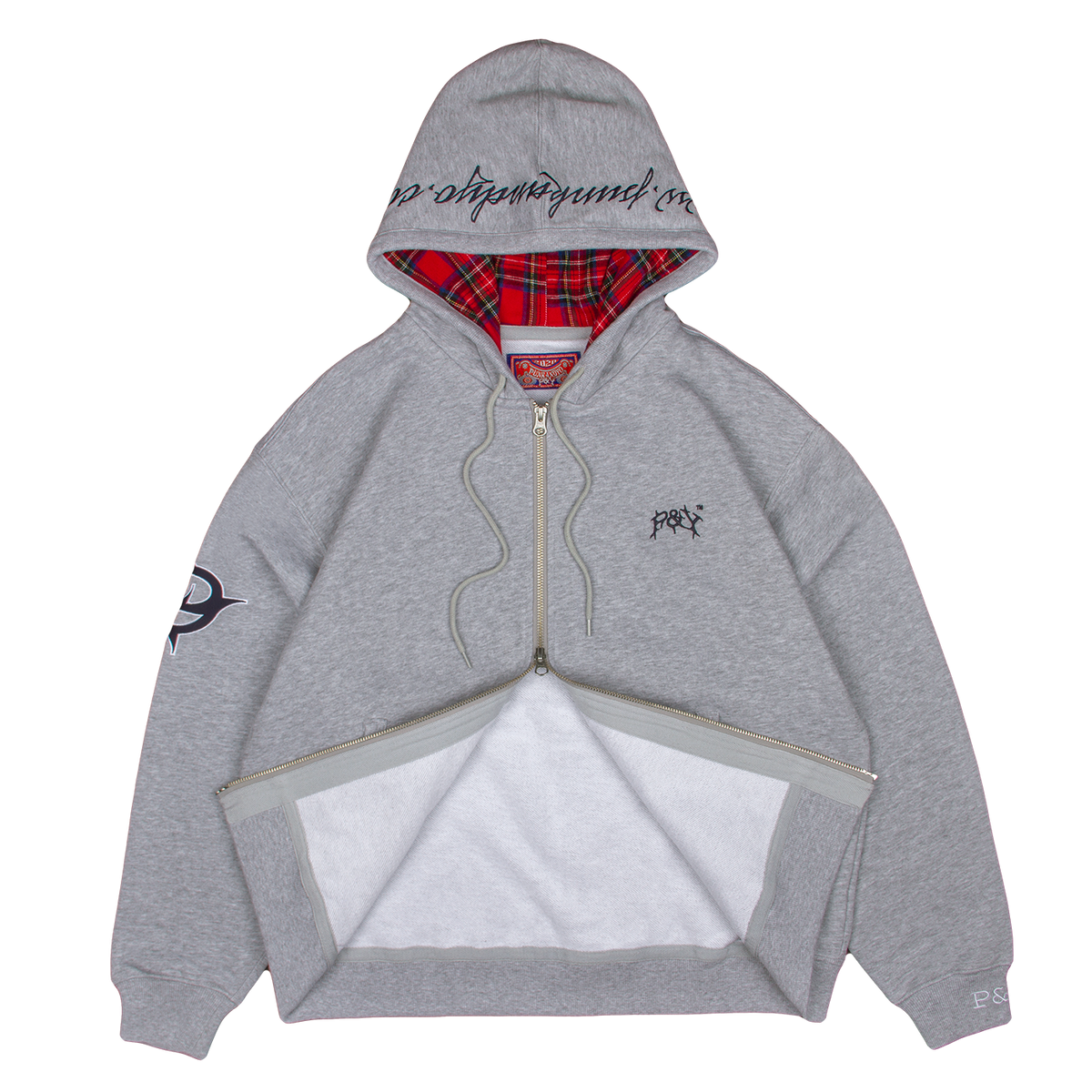 PLAID LINED HOODIE GREY – PUNKANDYO