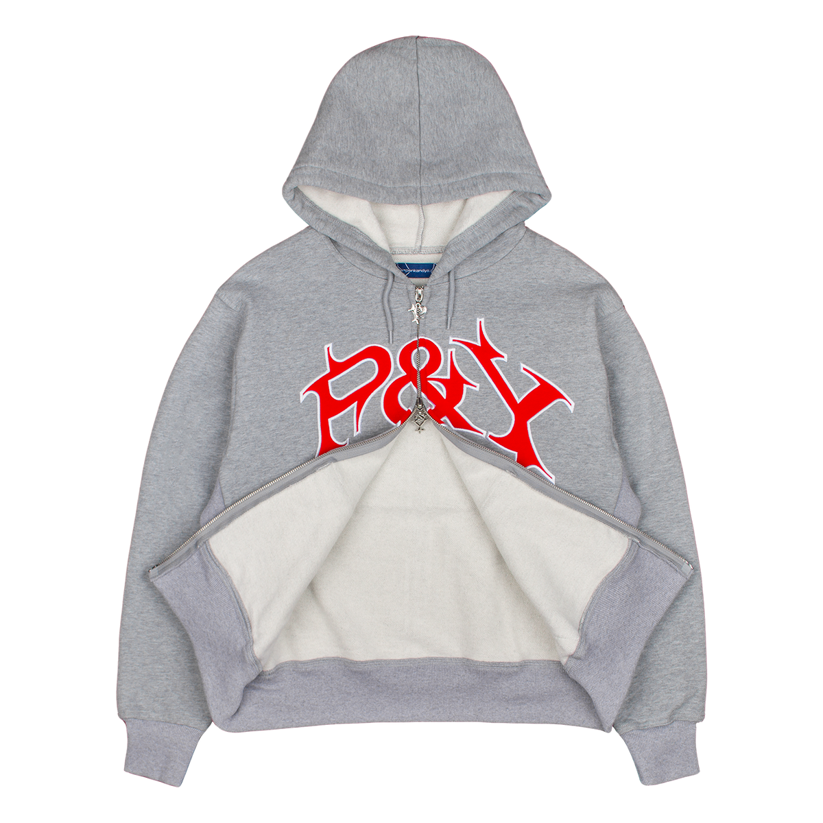 P&Y ZIP HOODIE GREY/RED – PUNKANDYO