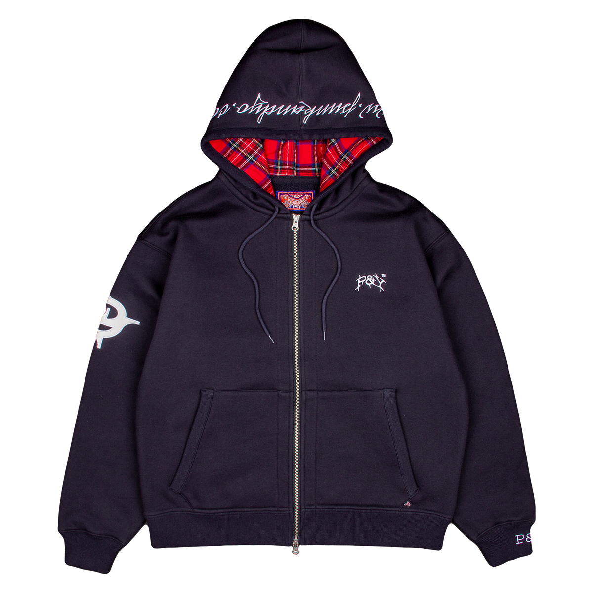 punkandyo ネイビー パーカー PLAID LINED HOODIE NAVY – PUNKANDYO