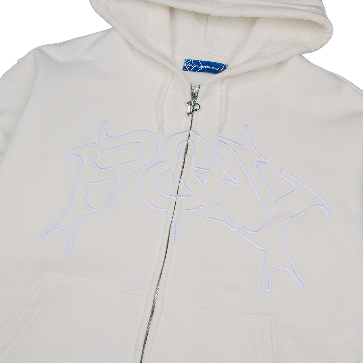 P&Y ZIP HOODIE WHITE – PUNKANDYO