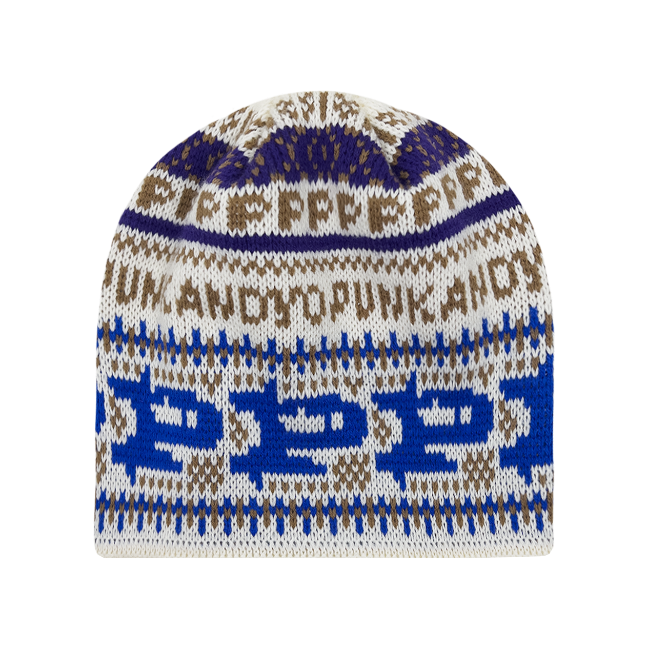 帽子 punkandyo BROWN SKULLY BEANIE punkandyo BROWN SKULLY BEANIE HOCKEY ニット帽 黒白パターン