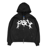 P&Y ZIP HOODIE BLACK/WHITE