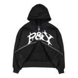 P&Y ZIP HOODIE BLACK/WHITE