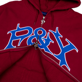 P&Y ZIP HOODIE BURGUNDY