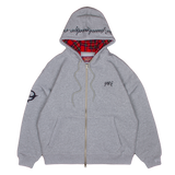 PLAID LINED HOODIE GREY