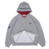 PLAID LINED HOODIE GREY