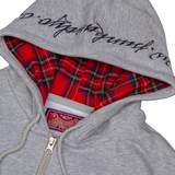 PLAID LINED HOODIE GREY