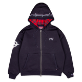 PLAID LINED HOODIE NAVY