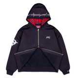PLAID LINED HOODIE NAVY
