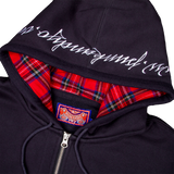 PLAID LINED HOODIE NAVY